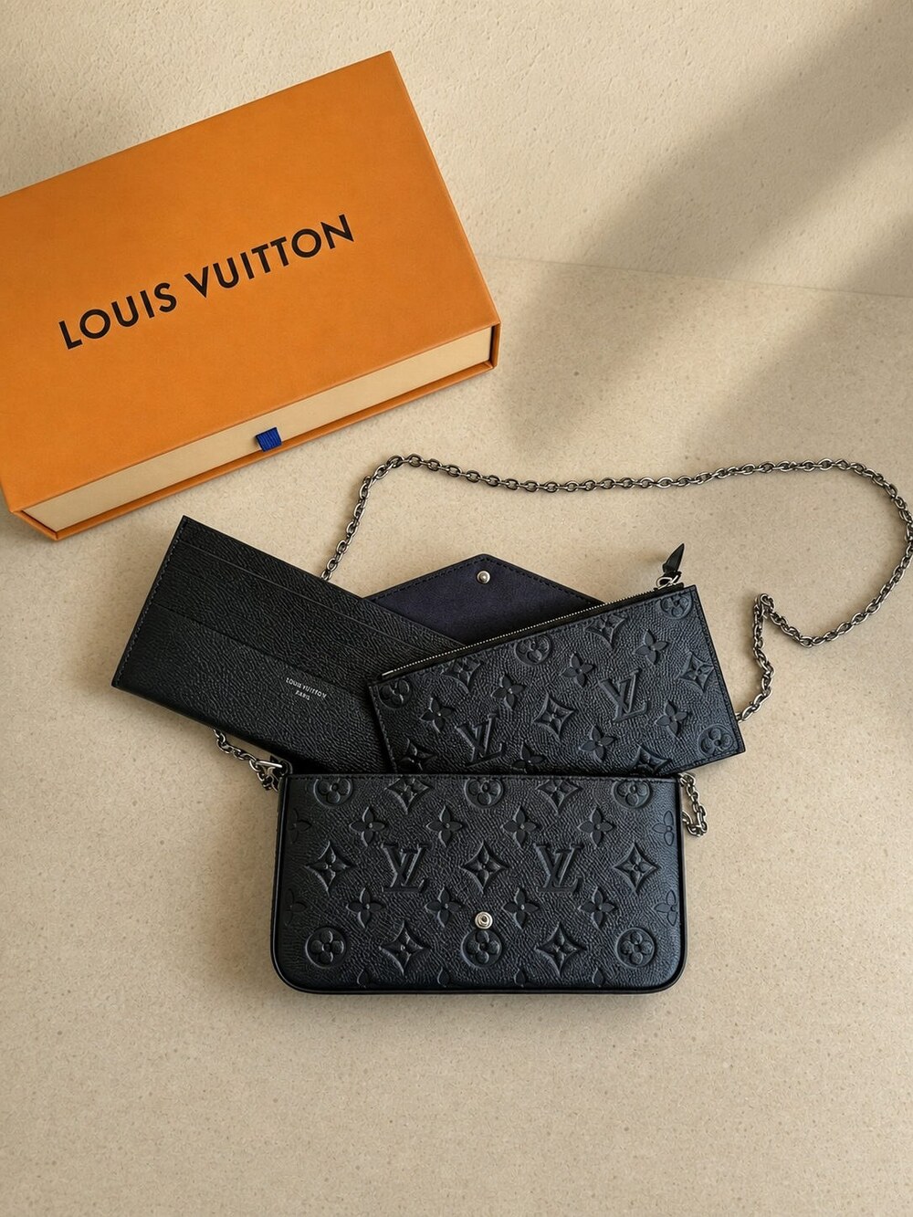 Louis Vuitton Felicie Black Empreinte Leather Chain Pouch - Picture 3 of 5